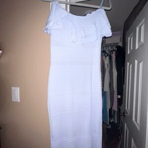 Elegant light blue Off-Shoulder Dress